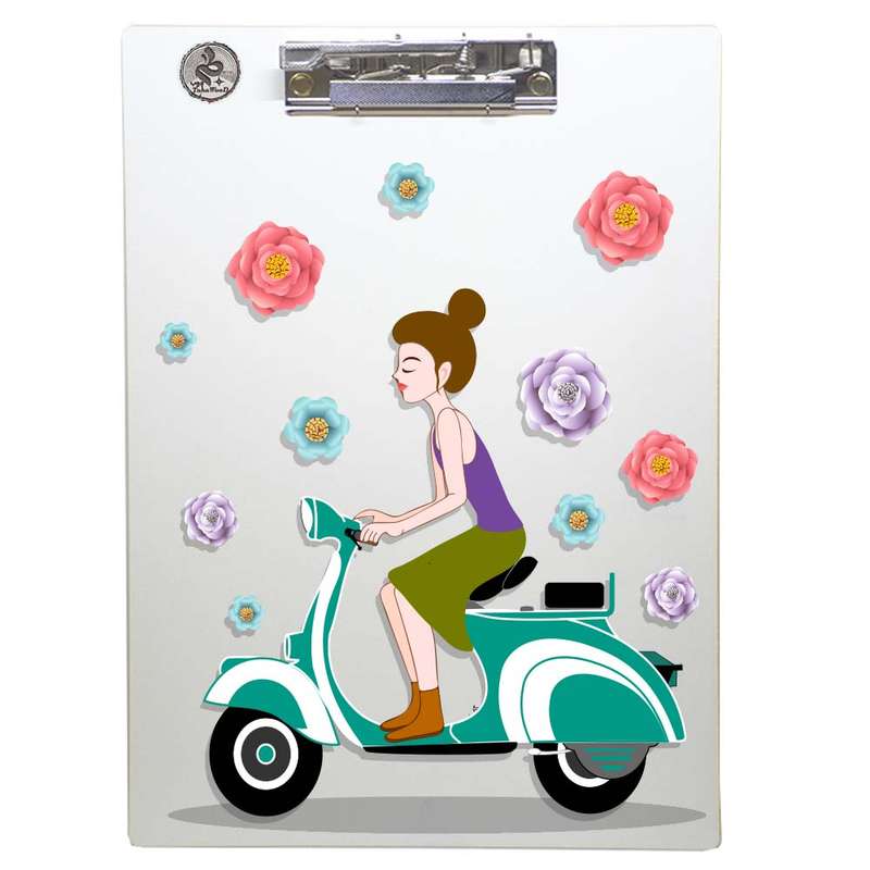 تخته شاسی طه چوب مدل The daughter of a motorcyclist01 سایز A4