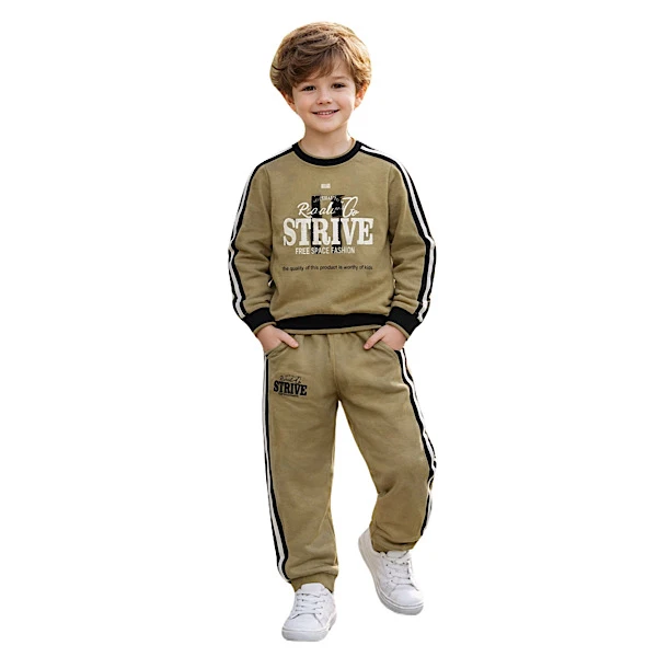 ست سویشرت و شلوار راحتی پسرانه مدل دورس سه نخ پنبه