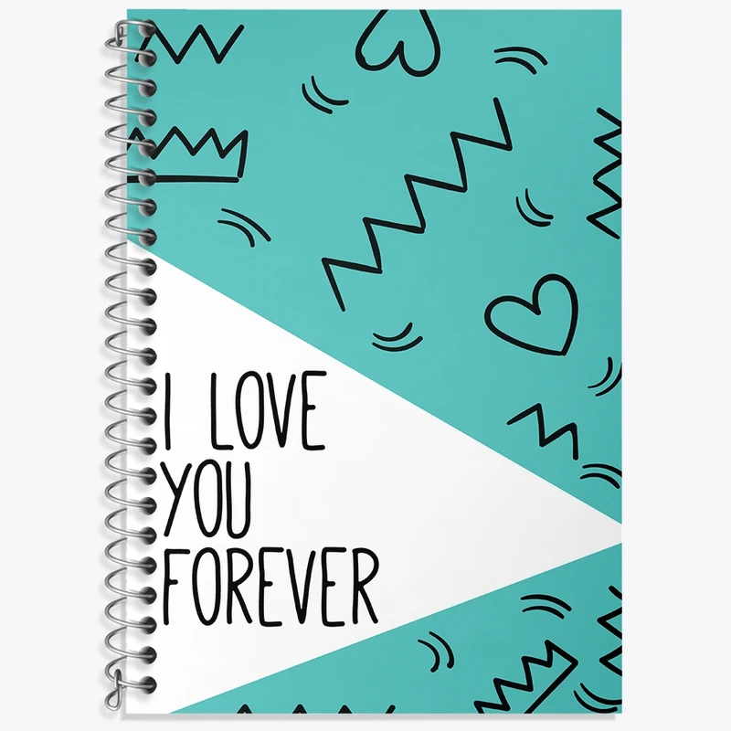 دفتر زبان 50 برگ خندالو مدل سه خط طرح I Love You Forever کد N265