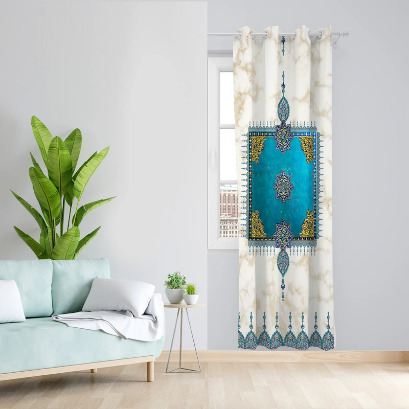 پرده طرح سنتی مدل مخمل پانچی کد 4249 z سایز 140x200 سانتی متر