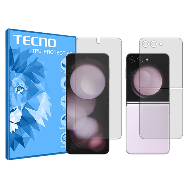 محافظ صفحه نمایش شفاف تکنو مدل HyGEL مناسب برای گوشی موبایل سامسونگ Galaxy Z Flip5 به همراه محافظ پشت گوشی 