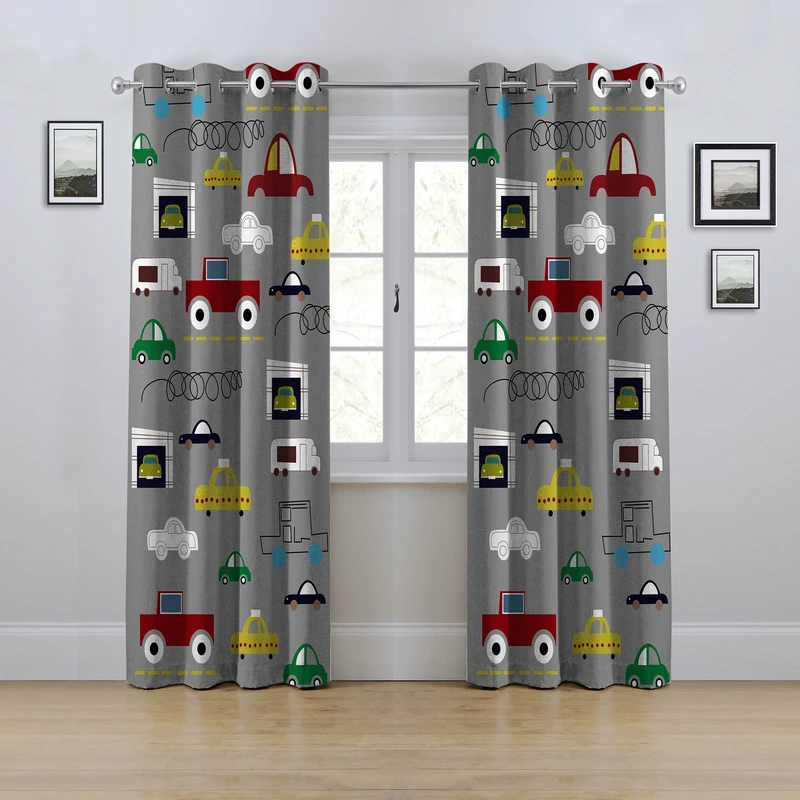 پرده مدل پانچی طرح ماشین سایز 280x145 سانتی متر