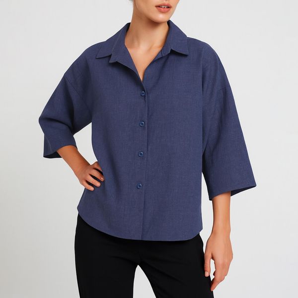 شومیز آستین بلند یقه برگردان زنانه مدل hth77