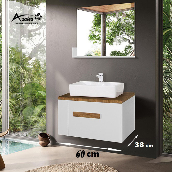 ست کابینت و روشویی آزالیا مدل W006 به همراه آینه شلف دار
