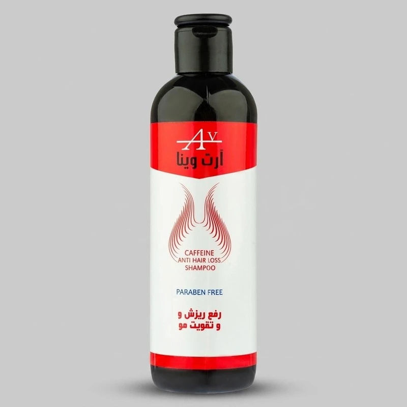 شامپو ضد ریزش و تقویت‌کننده مو آرت وینا مناسب انواع مو، حجم 250 میلی‌لیتر مدل کافئین پلاس، حاوی ویتامین‌های B5 و E، بدون پارابن، محکم‌کننده، مرطوب‌کننده، آب‌رسان، با عصاره‌های آلوئه‌ورا، مورد