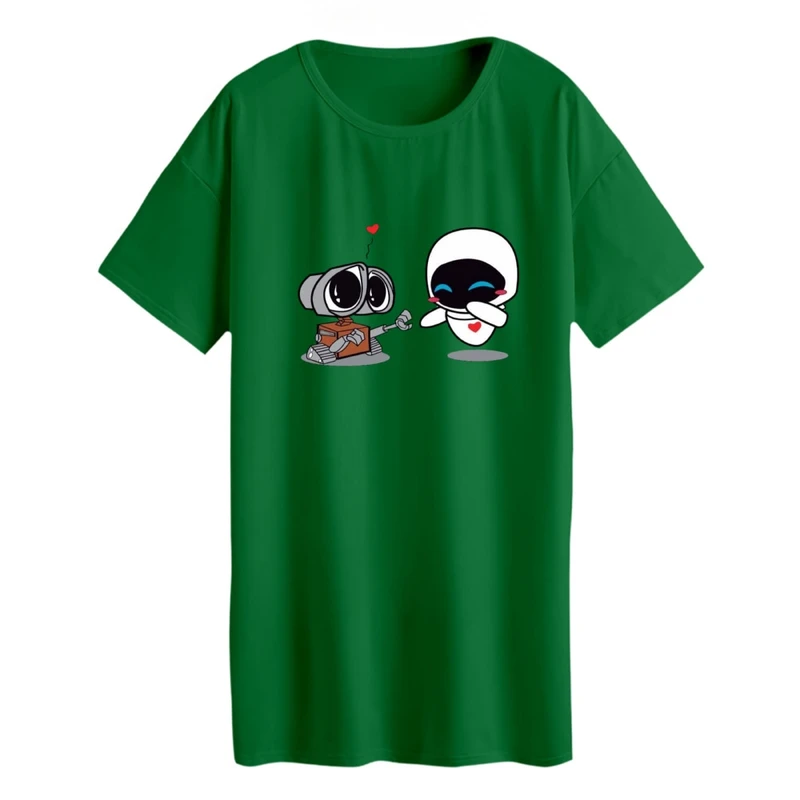 تی شرت لانگ زنانه مدل والی و ربات کد 2