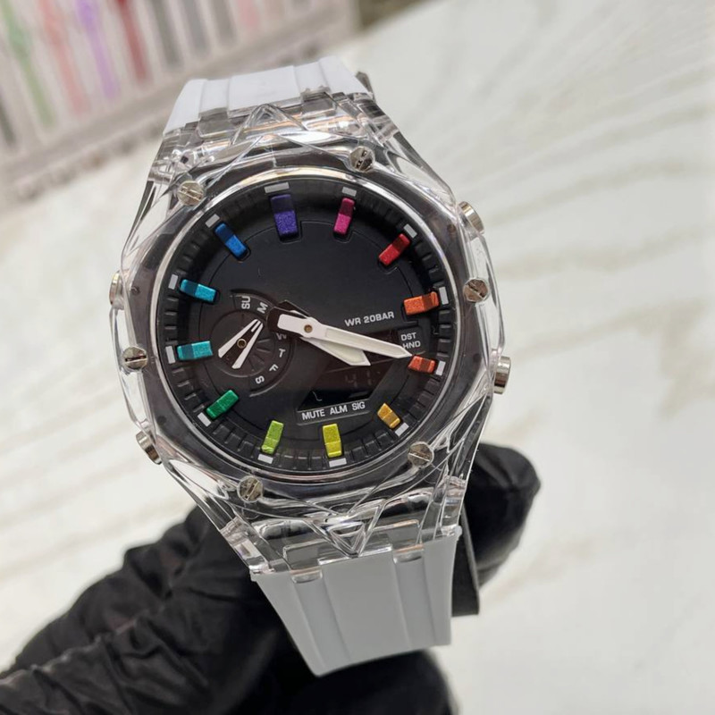 ساعت مچی عقربه ای مدل دو زمانه کرنومتر دار بند سیلیکونی موتور پمپی کد 13