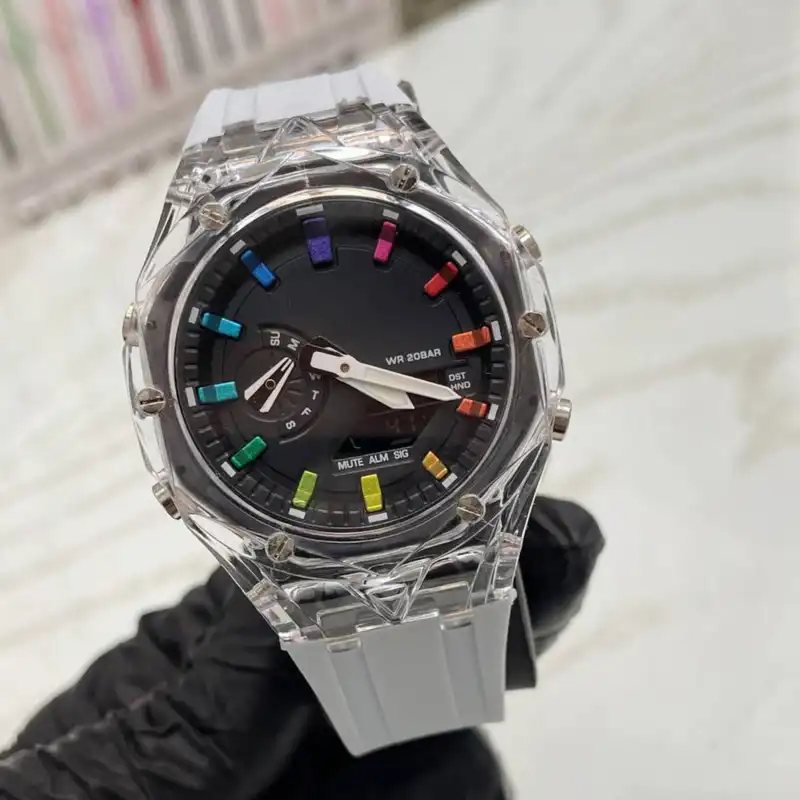 ساعت مچی عقربه ای مدل دو زمانه کرنومتر دار بند سیلیکونی موتور پمپی کد 13