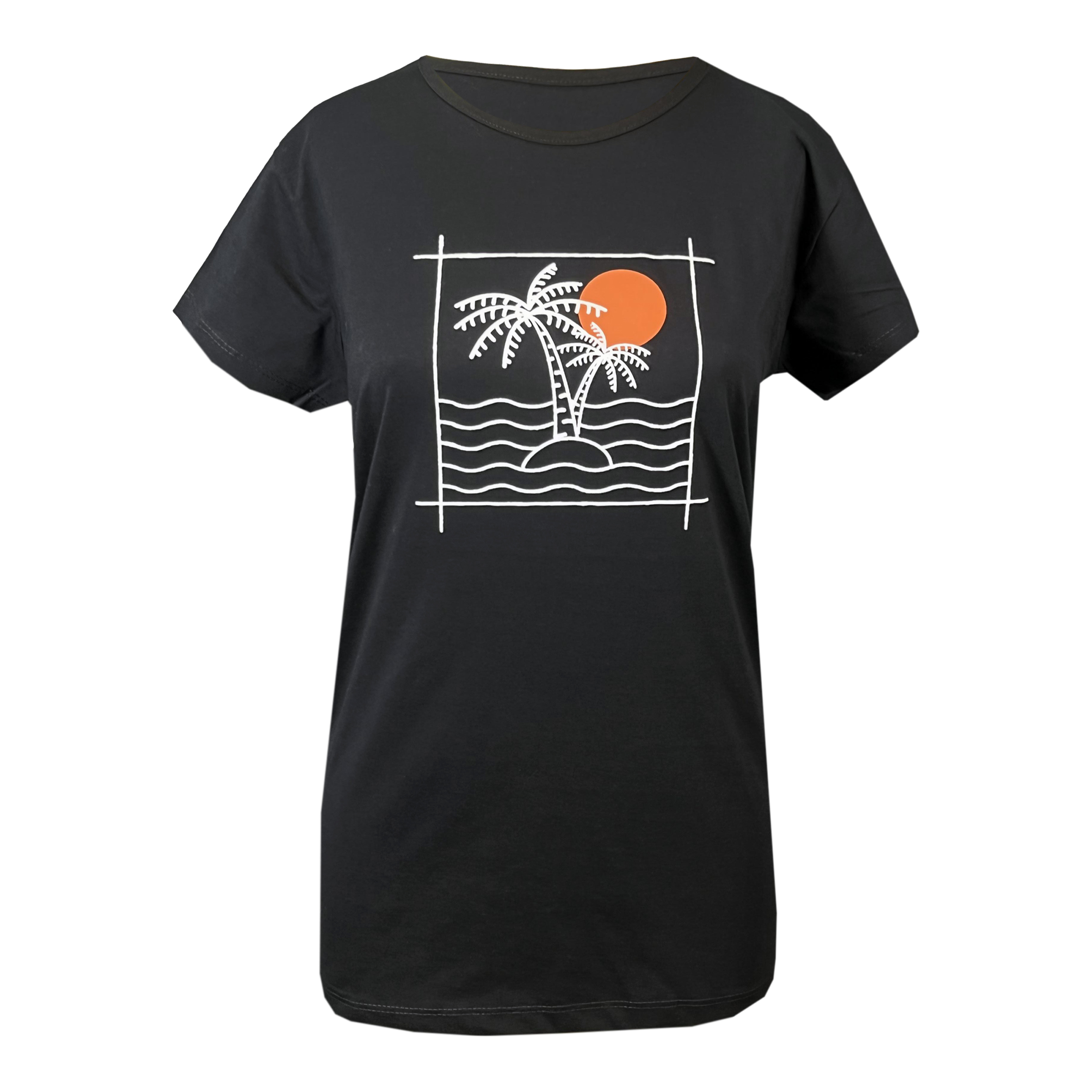 تی شرت آستین کوتاه زنانه مدل  ساحل کد 1680 رنگ مشکی