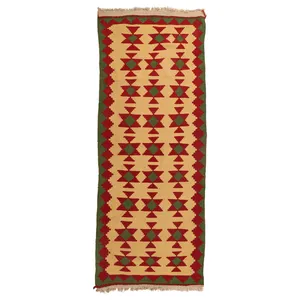 گلیم دستبافت کناره طول دو متر مدل قشقایی کد 140599