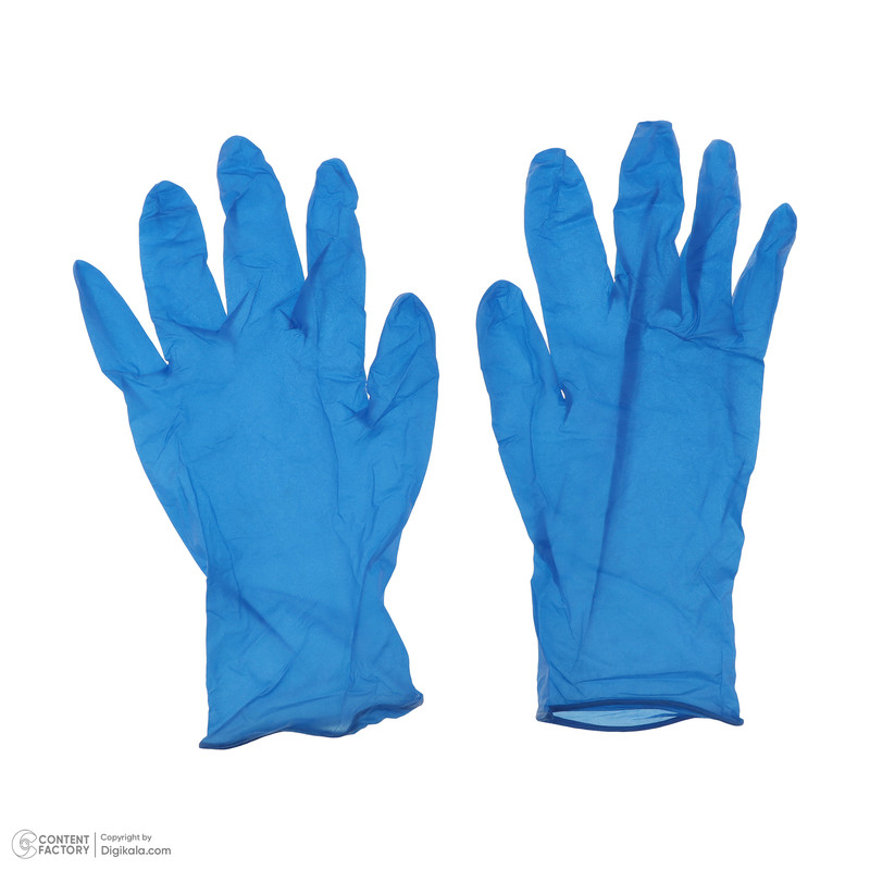 دستکش طبی نیتریل تجهیزات پزشکی رایتان مدل آجدار سایز بزرگ بسته 100 عددی