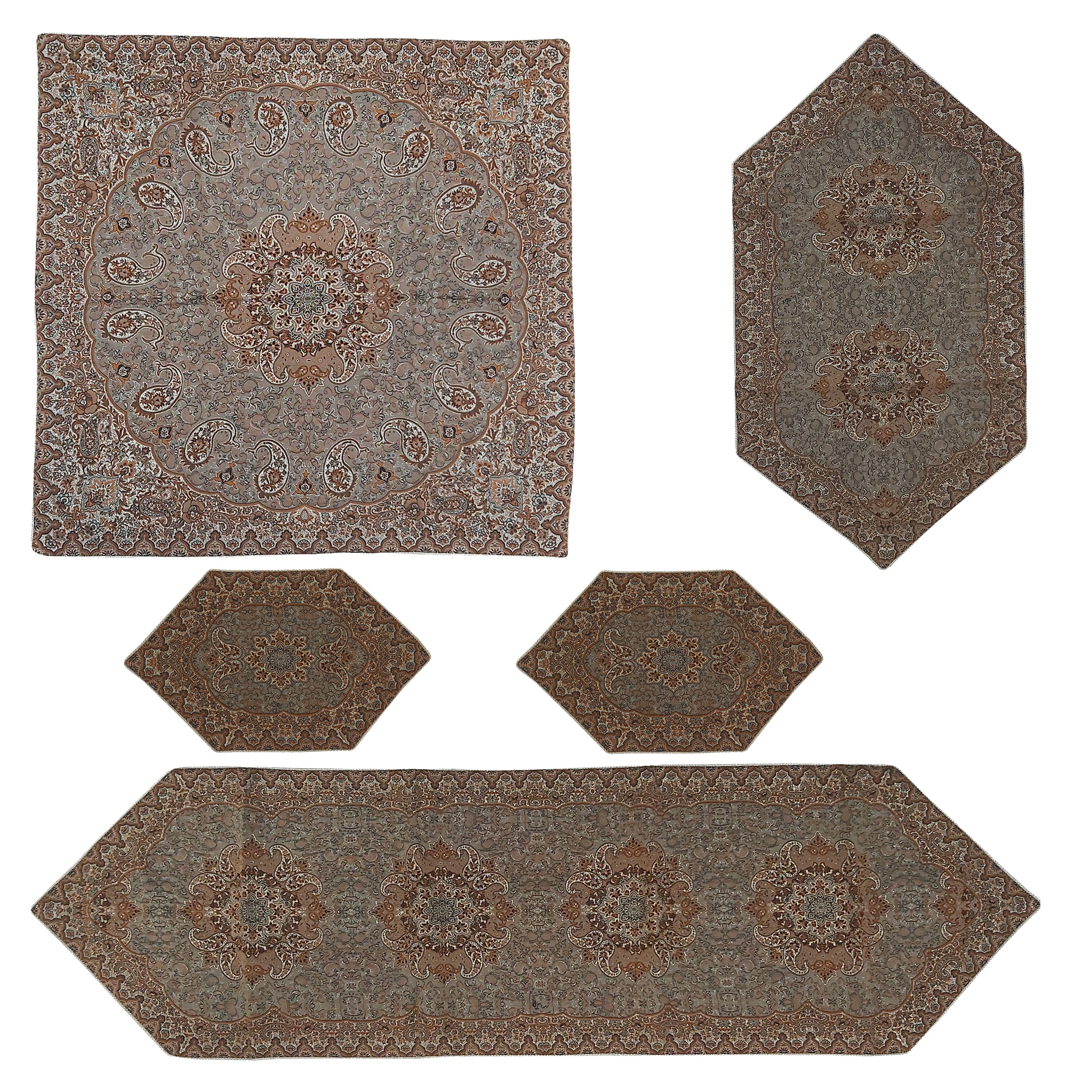 ست 5 تکه رومیزی ترمه اصیل مدل 1358