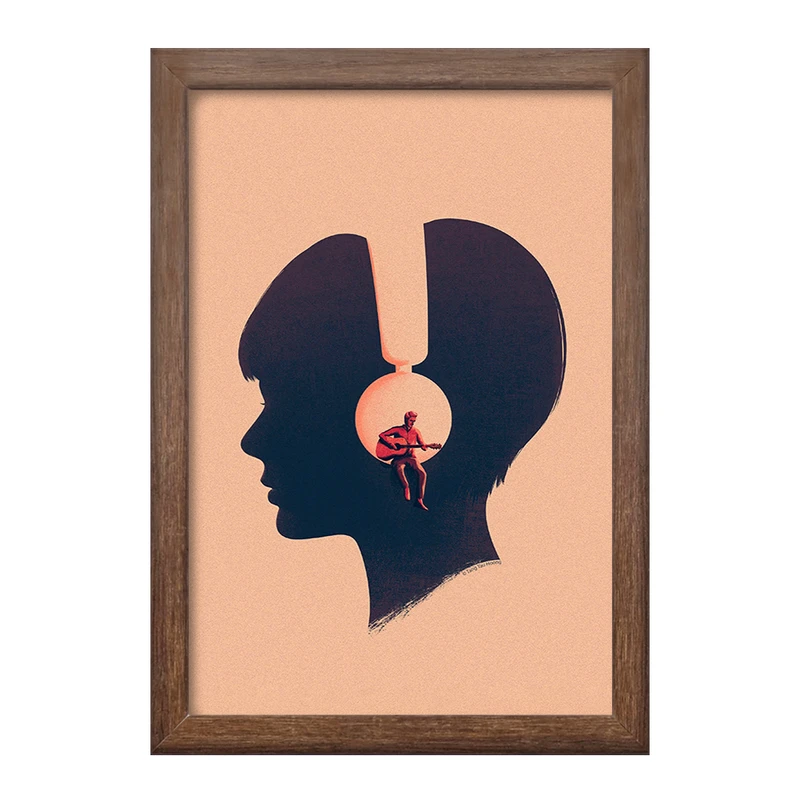 تابلو خندالو طرح دختر و هدفون کد F233