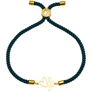 دستبند طلا 18 عیار زنانه کرابو طرح تو و قلب مدل Kr2471