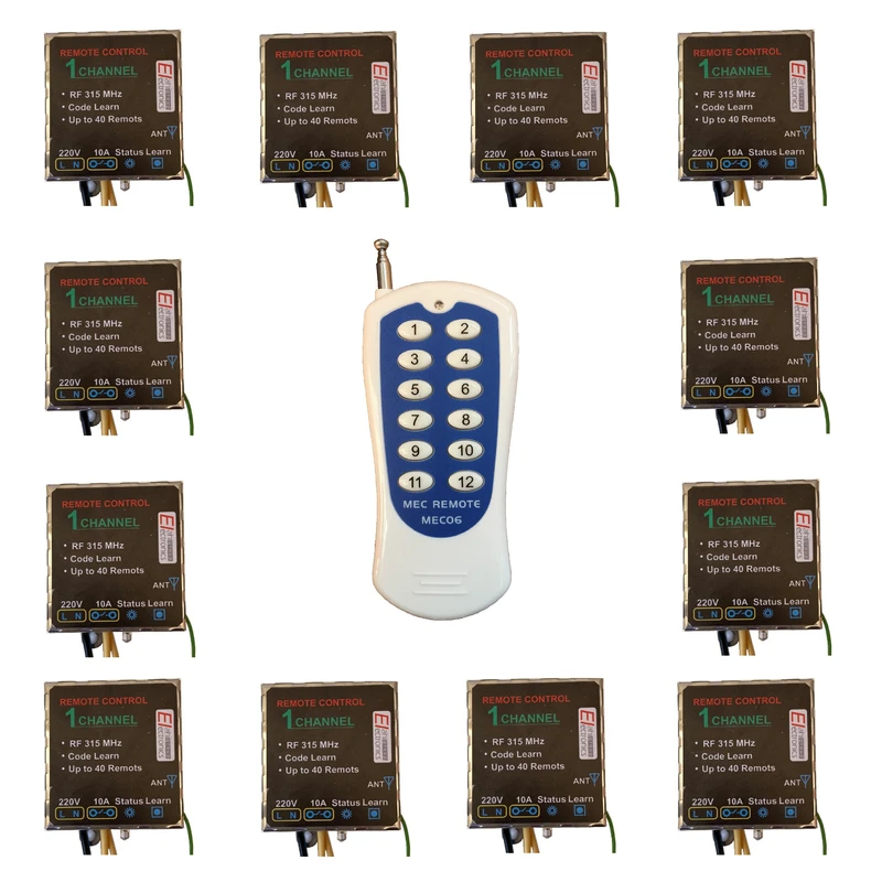 ریموت کنترل 12 کانال الکترونیک الهی مدل 315MHz بسته 13 عددی
