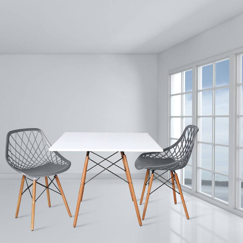 میز و صندلی ناهارخوری دو نفره مدل الماس فایبرگلاس پایه ایفلی MS