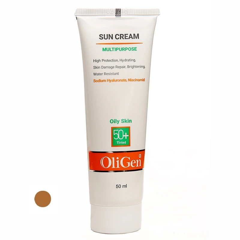 کرم ضد آفتاب رنگی الی ژن SPF 50 مدل M_T_D مناسب پوستهای چرب حجم 50 میلیلیتر
