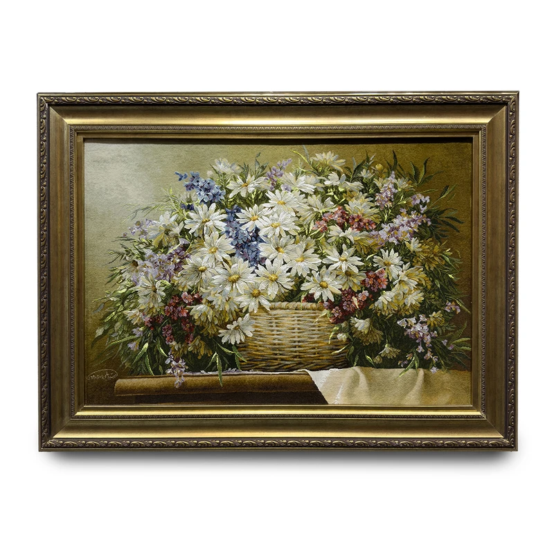 تابلو فرش دستباف طرح گل بابونه سیدیان کد 1000