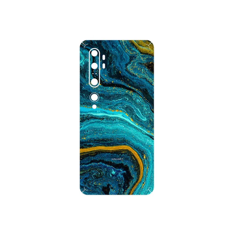 برچسب پوششی ماهوت مدل Turquoise marblewith golden streaks مناسب برای گوشی موبایل شیائومی Mi Note 10