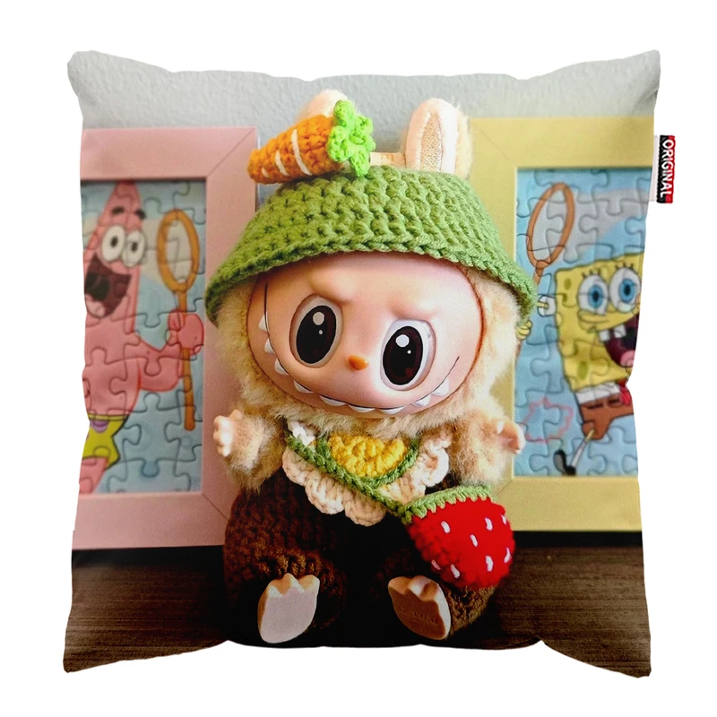 کوسن پاد آفرین مدل عروسک لبوبو کد PK401733 سایز 40*40 سانتی متر