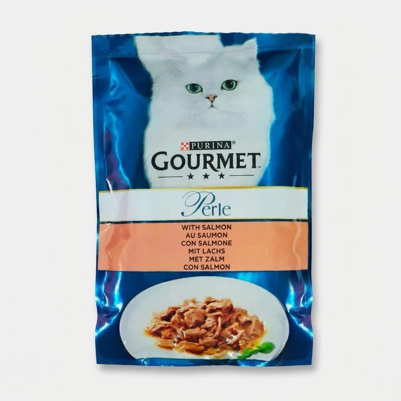 پوچ گربه بالغ گورمت مدل Gourmet Perle طعم ماهی سالمون وزن 85 گرم