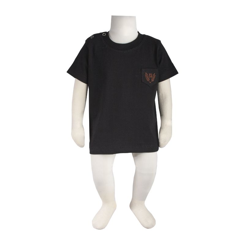 تی شرت آستین کوتاه نوزادی آدمک مدل یقه گرد جیب دار کد 150001 رنگ مشکی -  - 3