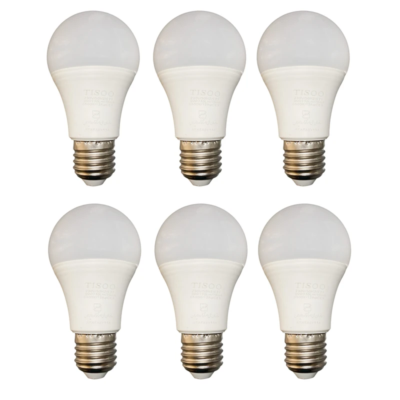 لامپ 9 وات تی سو مدل حبابی پایه E27 بسته 6 عددی