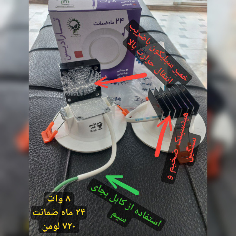 پنل هالوژن بک لایت 8 وات تارادیس مدل توکار کد PTN-208 بسته 5 عددی