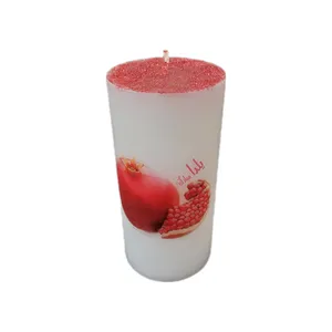 شمع دست ساز مدل استوانه ای طرح انار