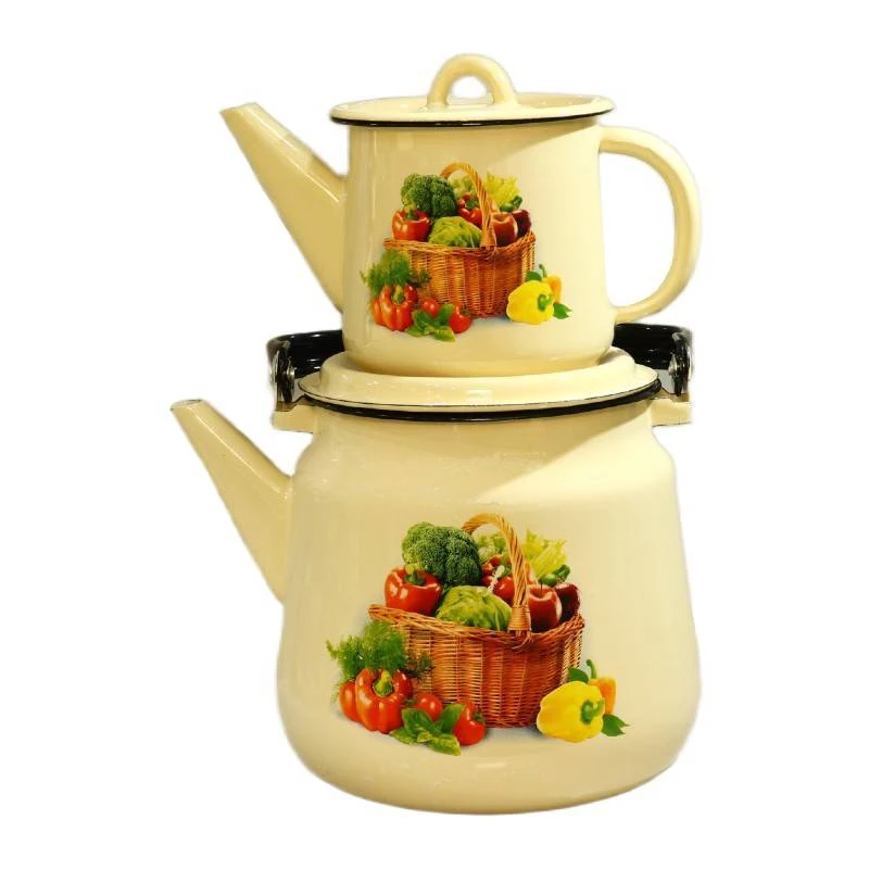 ست کتری و قوری مدل سبزیجات گنجایش کتری 3/5 لیتر گنجایش قوری 1 لیتر