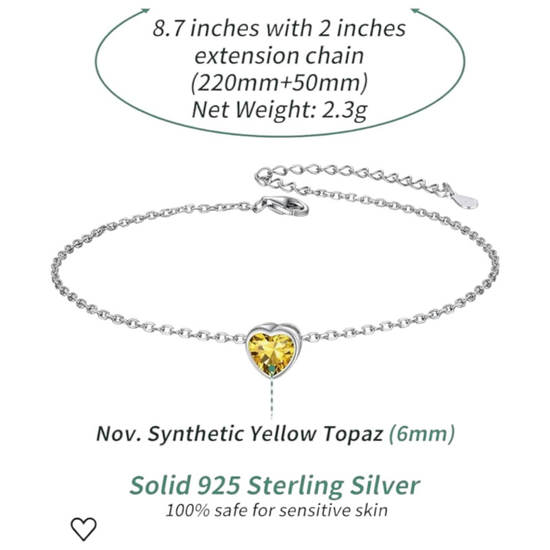 پابند نقره زنانه مدل سنگ توپاز