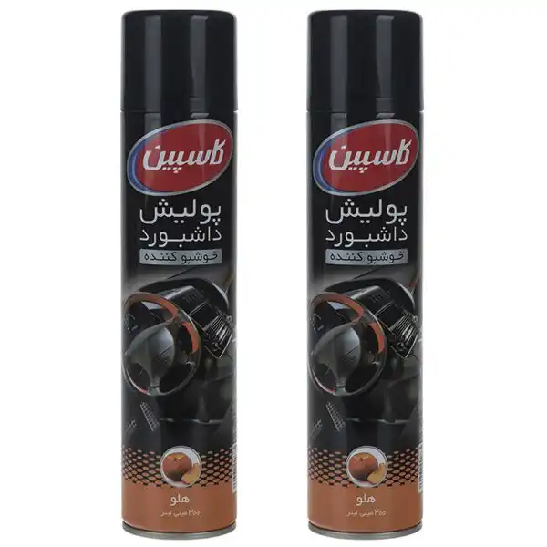 اسپری پولیش داشبورد خودرو کاسپین مدل هلو حجم 300 میلی‌ لیتر بسته دو عددی