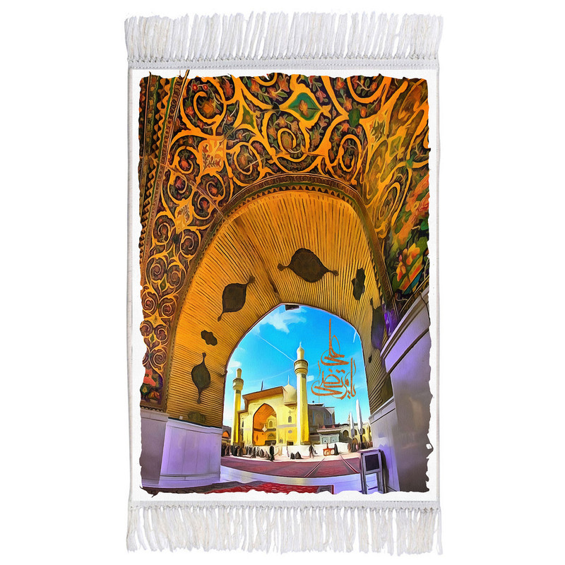 فرش ماشینی دیوارکوب اطلس آبی مدل یا مرتضی علی کد T3801