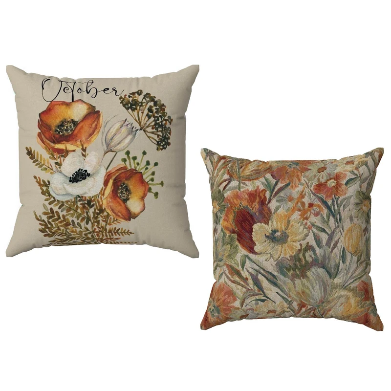 کاور کوسن طرح گلها کد MC234 سایز 45*45 سانتی متر مجموعه 2 عددی