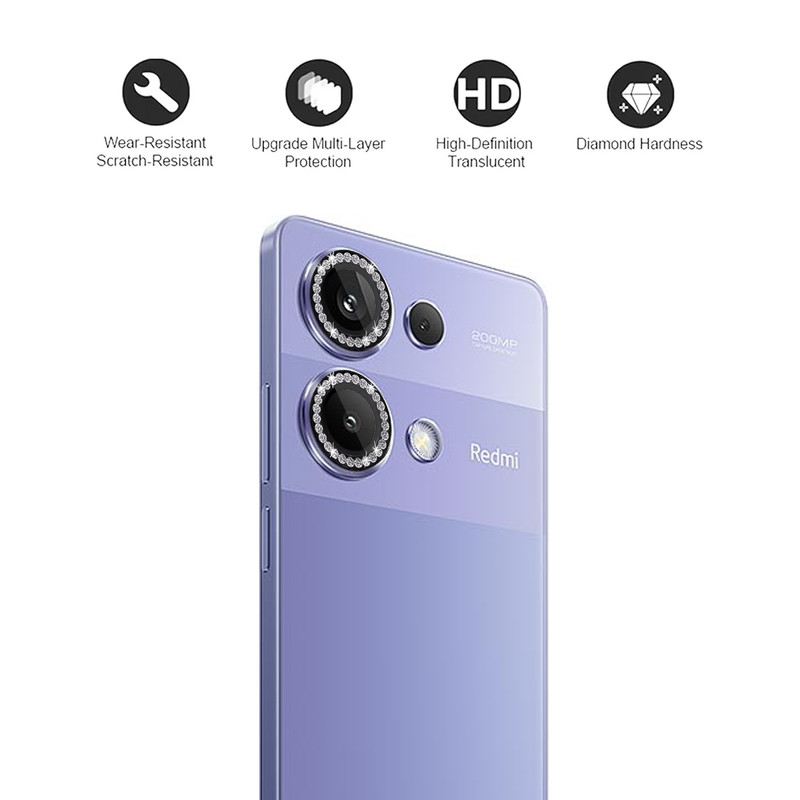 محافظ لنز دوربین رینگی ام‌گلس مدل Ring-Diamond-MG مناسب برای گوشی موبایل شیائومی Redmi Note 13 Pro 4G
