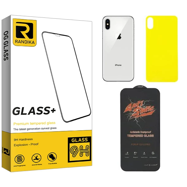 محافظ صفحه نمایش راندیکا مدل ANTI-STATIC مناسب برای گوشی موبایل اپل iPhone X به همراه محافظ پشت گوشی