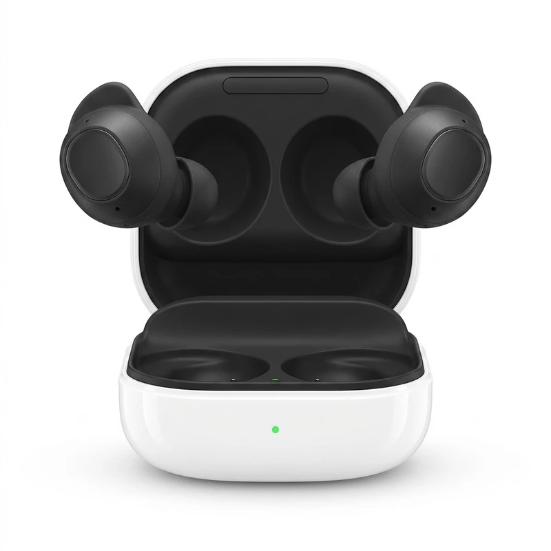 هدفون بلوتوثی سامسونگ مدل Galaxy Buds FE با نویز کنسلینگ فعال (ANC)، درگاه شارژ USB Type-C، دارای میکروفون دوگانه، مقاوم در برابر رطوبت و عرق