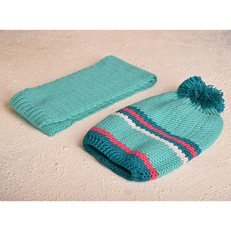 ست کلاه و شال گردن بافتنی بچگانه مدل S-008