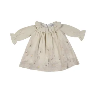 پیراهن آستین بلند یقه گرد دخترانه فیورلا مدل گل زیبا 25503