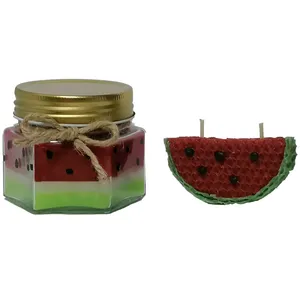 شمع لیوانی مدل هندوانه بسته 2 عددی