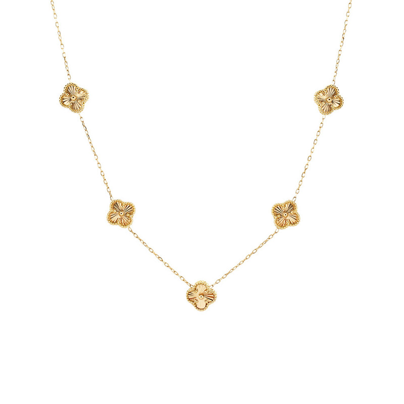 گردنبند طلا با طرح ونکلیف 18 عیار زنانه الی گالری مدل الحمبرا