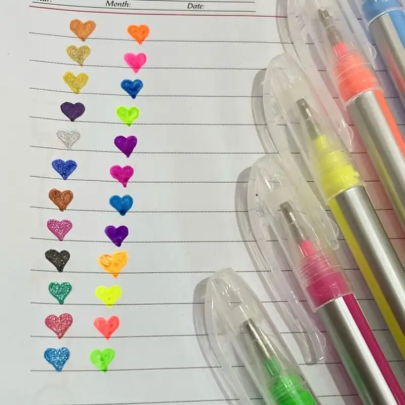 خودکار ژویکسوا مدل اکلیلی و پاستلی طرح نئونی بسته 48 عددی