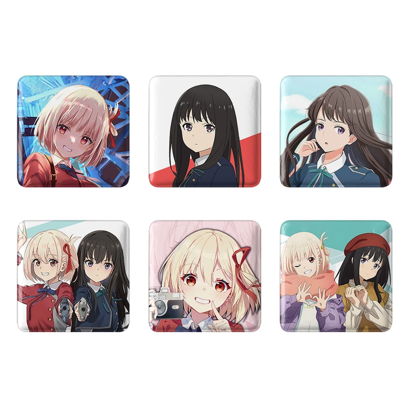 مگنت خندالو طرح انیمه لیکوریس ریکویل Lycoris Recoil کد 1425B مجموعه 6 عددی