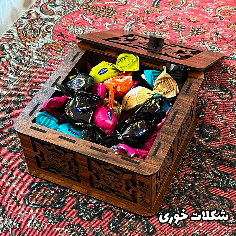 ست سطل و جای دستمال اف جی کات طرح گل به همراه شکلات خوری و جاکاردی