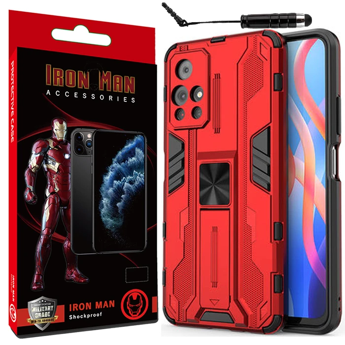 کاور آیرون من مدل BiberCas مناسب برای گوشی موبایل شیائومی Redmi Note 11 5G / Poco M4 Pro 5G / Redmi Note 11T 5G به همراه قلم لمسی