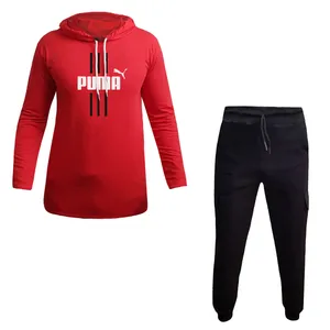 ست تی شرت کلاه دار و شلوار مردانه مدل PU 3000