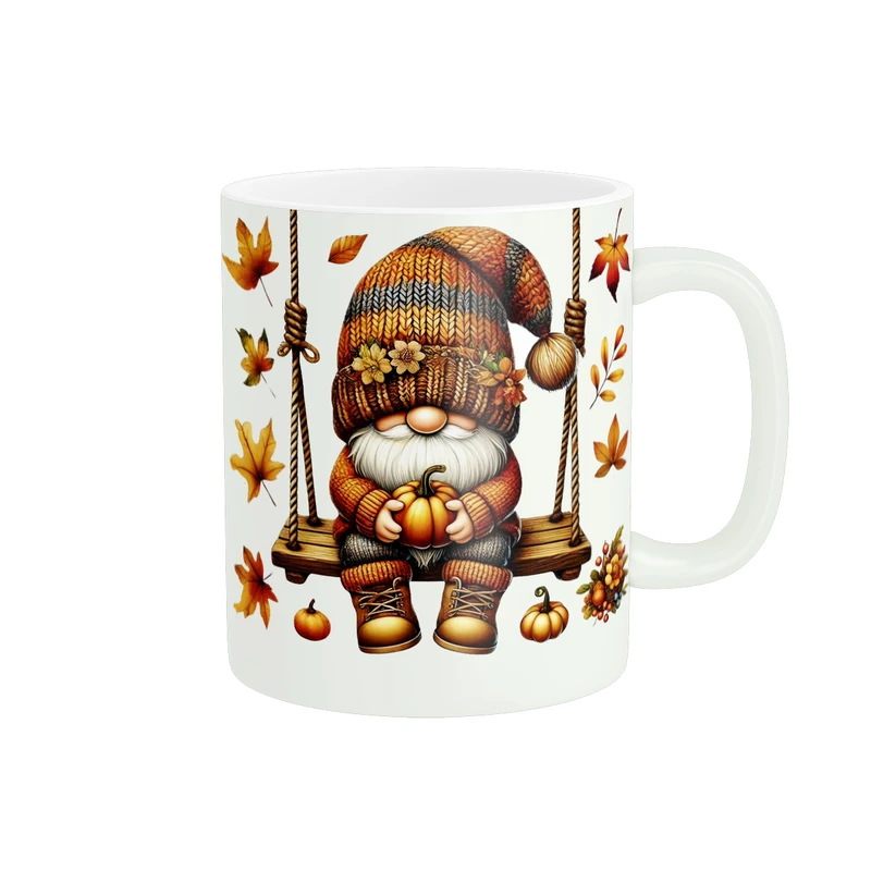 ماگ پادآفرین مدل پاییز طرح عروسکی برگ کد PM662