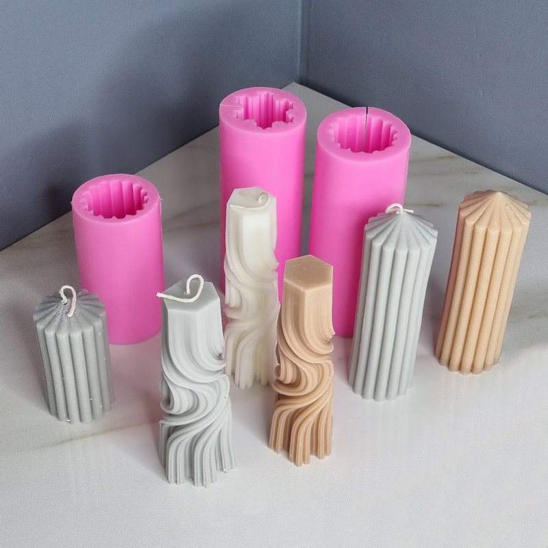 قالب شمع مدل استوانه پیچ طرح موج کد C 15CM