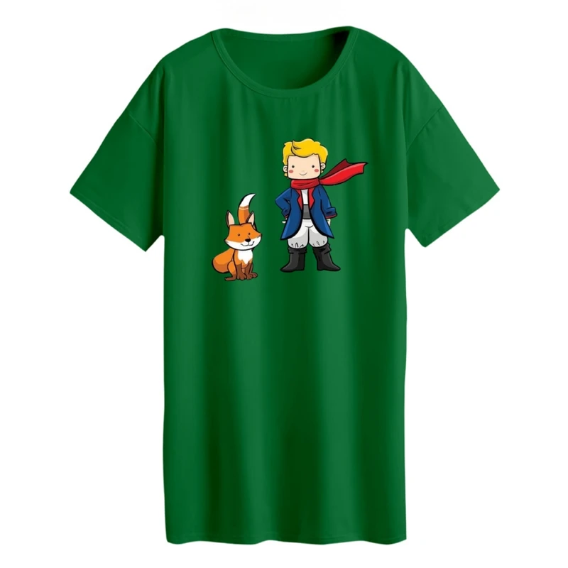 تی شرت لانگ آستین کوتاه زنانه مدل شازده کوچولو و روباه کد 2