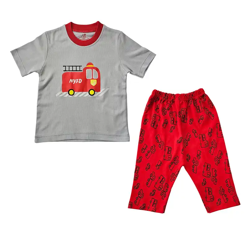 ست تی شرت آستین کوتاه و شلوارک بچگانه سپیدپوش مدل تراکتور کد 140251